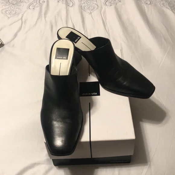 Dolce Vita Black Leather Mules - Picture 2 of 5
